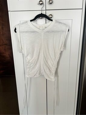 Mustard Seed White Sleeveless Ruched Side Tie Tank